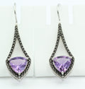 3,0 Carat brasilanischer Amethyst Ohrhaken schwarzem Spinell Ohrhaken 925 Silber