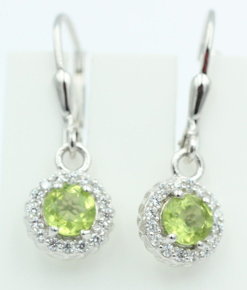 1,3 Carat Peridot Brisur 925 Silber Ohrhänger Ohrstecker mit Zirkonia Olivin