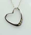 Edler 0,03 Carat gelber Diamant Herzanhänger 925 Silber Herz Collier Kette