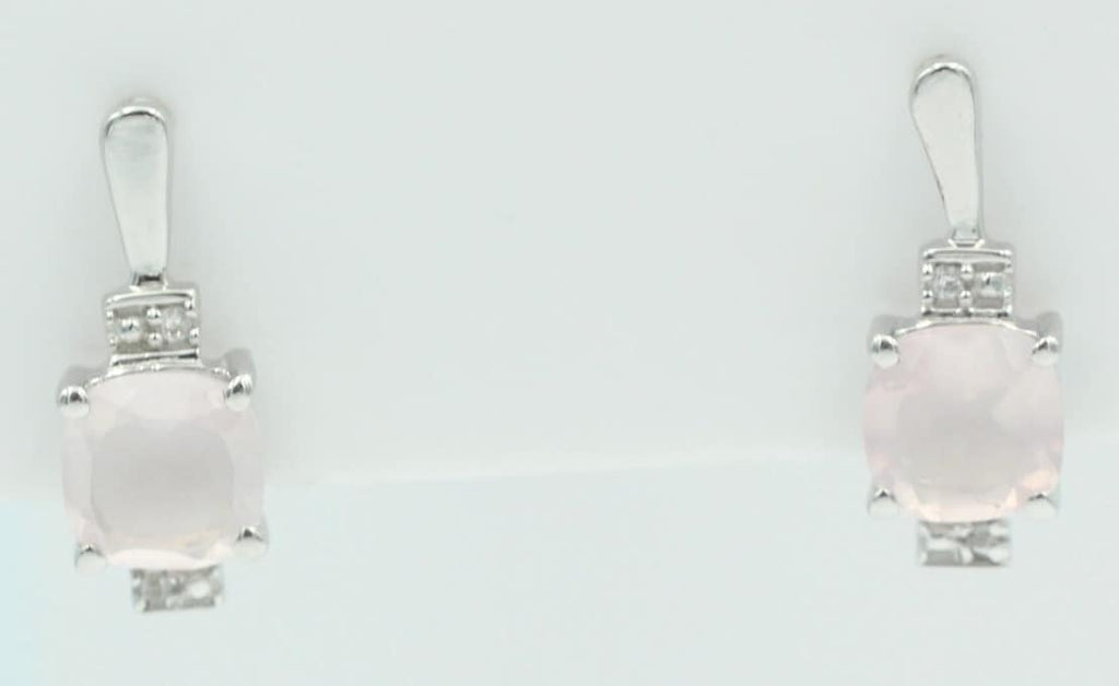 2,94 Carat Rosenquarz Ohrstecker 925 Sterling Silber mit Cubic Zirkon Top