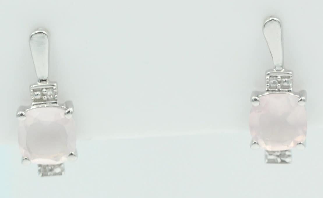 2,94 Carat Rosenquarz Ohrstecker 925 Sterling Silber mit Cubic Zirkon Top