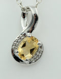 1,12 Carat gelber Citrin  Anhänger 925 Silber Collier Kette mit Zirkonia Edel