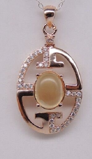 Edler 1,34 Carat Citrin Anhanger 925 Silber  rosee vergoldet Zirkonia