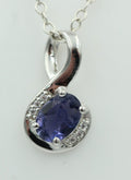 1,12 Carat Iolith Anhänger 925 Silber Collier Kette mit Zirkonia Top Edel