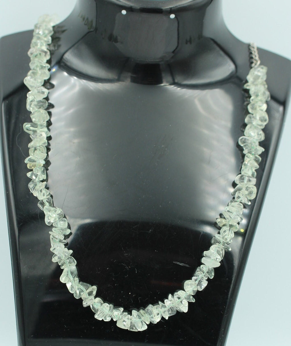 34,5 Carat Prasiolith Collier Splitterkette 925 Silber mit Verlängerung