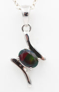 0,72 Carat schwarzer Welo Opal Anhänger 925 Silber Collier Kette aus Afrika