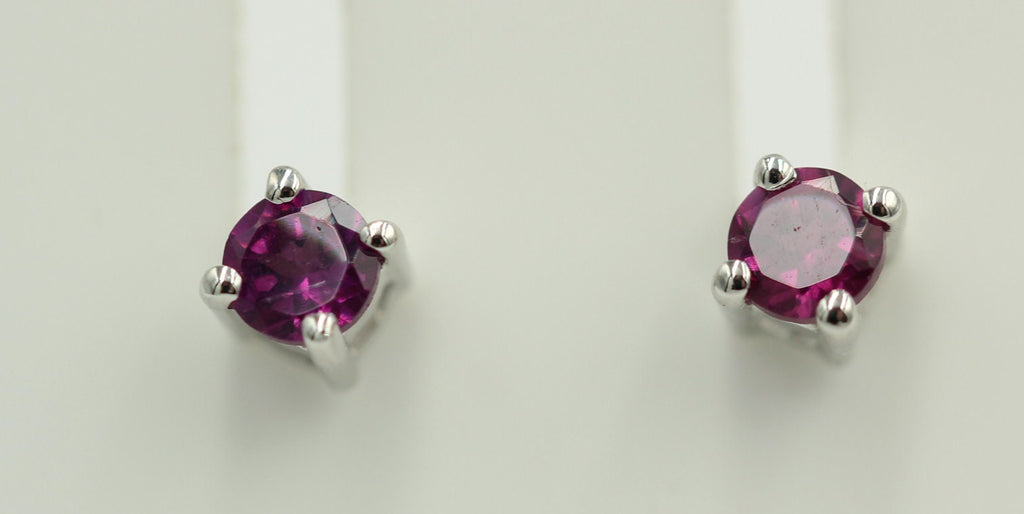 echter 0,40 Carat Rhodolith Ohrstecker 925 Silber Ohrschmuck 3,25 mm