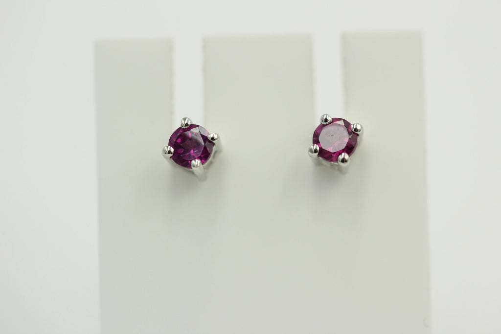 echter 0,40 Carat Rhodolith Ohrstecker 925 Silber Ohrschmuck 3,25 mm