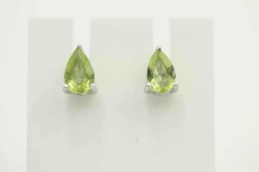 Edle 0,80 Carat maigrüne Peridot Pear Ohrstecker, Ohrring, 925 Silber, Schmuck