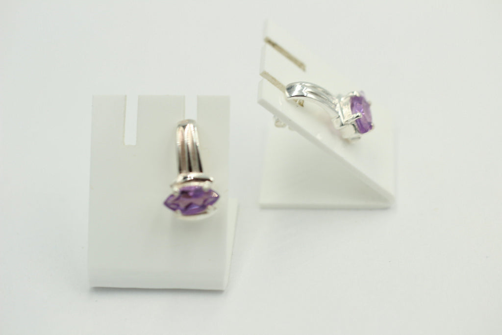 2,00 Carat fantastischer Amethyst Ohrstecker Ohrring, 925 Silber, Rhodiniert