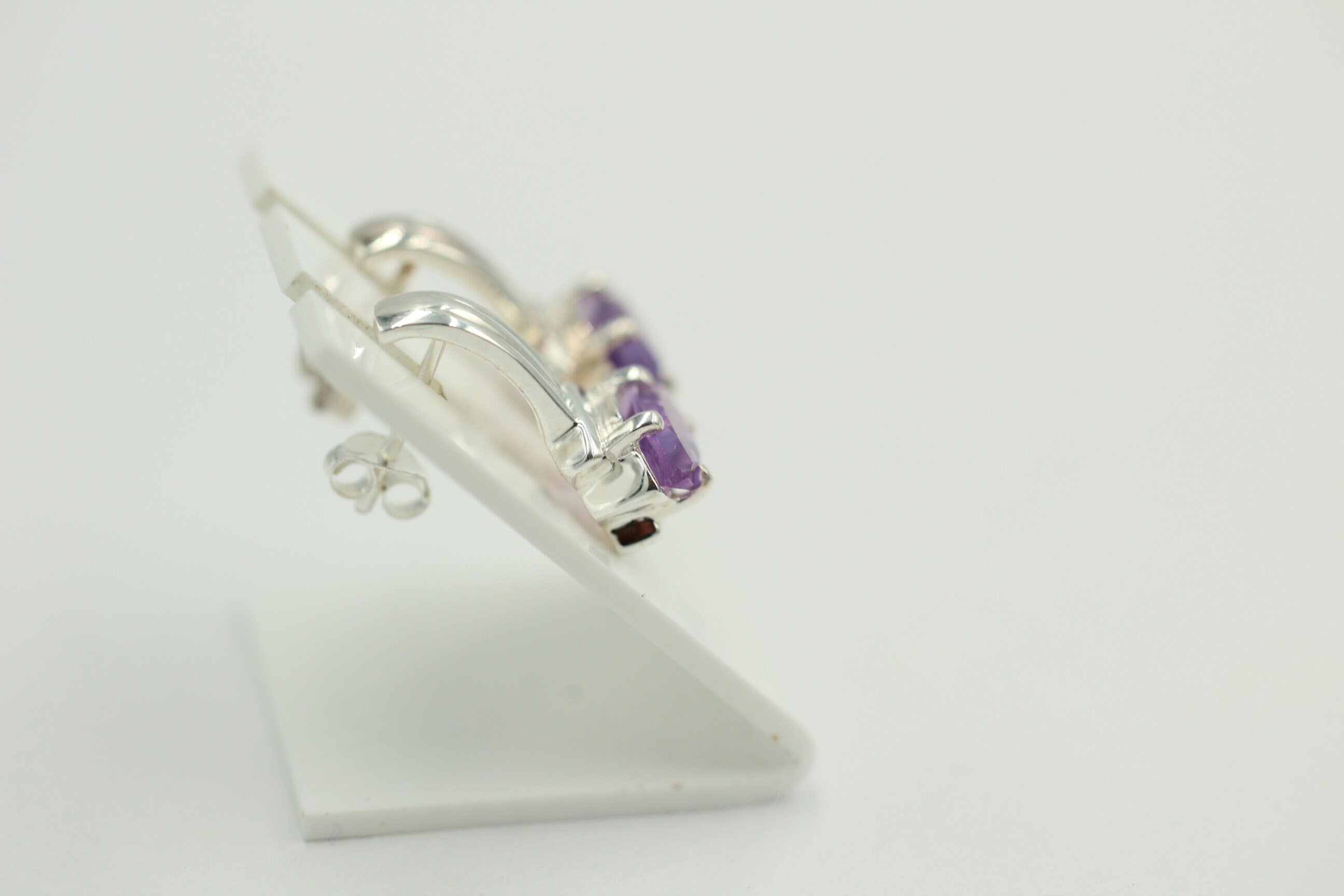 2,00 Carat fantastischer Amethyst Ohrstecker Ohrring, 925 Silber, Rhodiniert