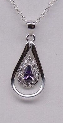 Anhanger lila funkelnde Zirkonia 925 Silber Edel