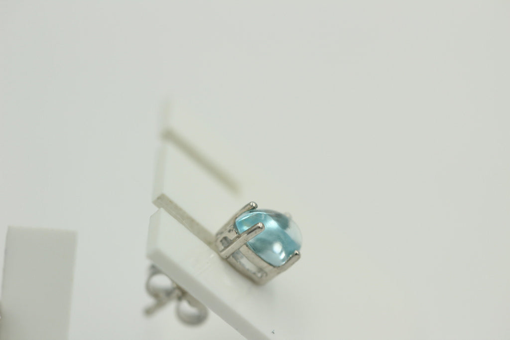 Edle 2,40 Carat Blautopas Cabochon Ohrstecker 925 Silber Ohrring Tropfen Schliff