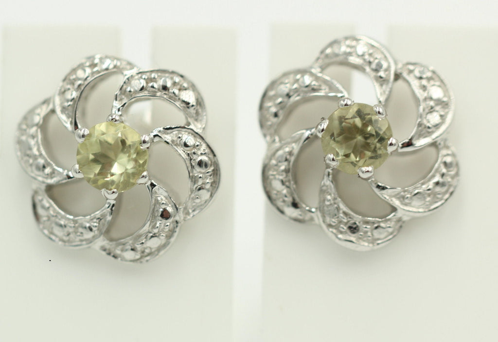 Edle 0,90 Carat Limonen Quarz Ohrstecker, Ohrring, 925 Silber Lemonquarz