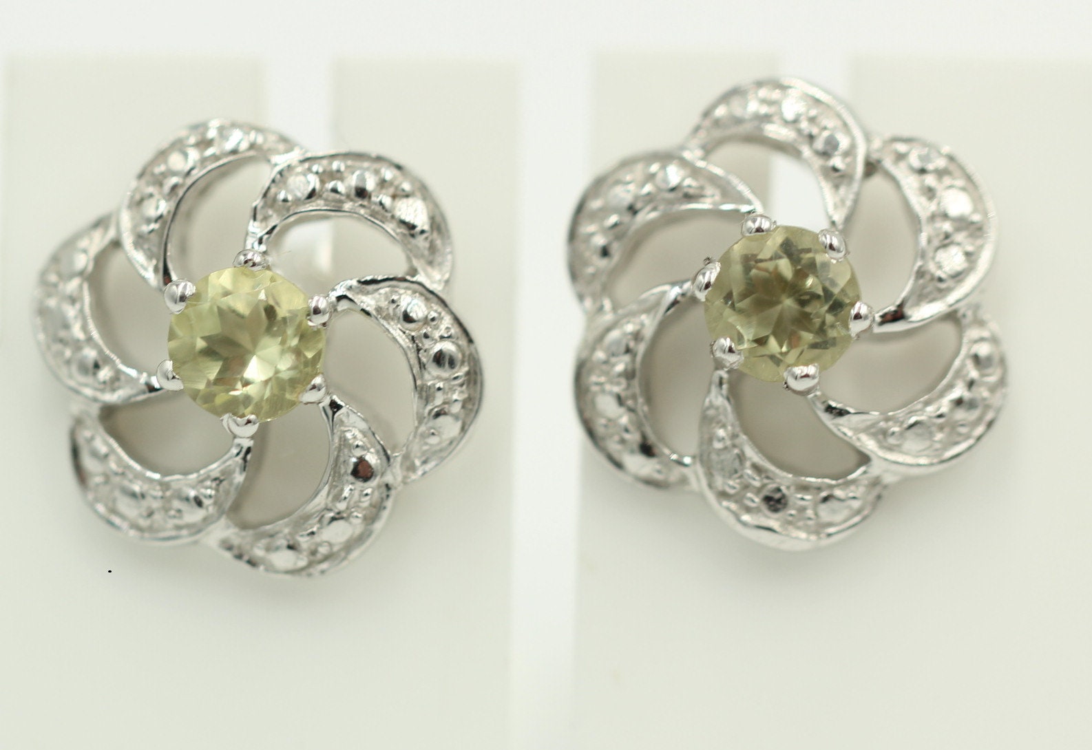 Edle 0,90 Carat Limonen Quarz Ohrstecker, Ohrring, 925 Silber Lemonquarz