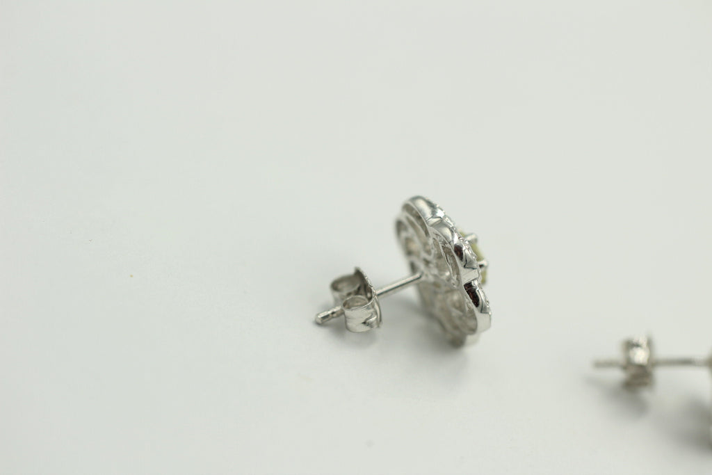 Edle 0,90 Carat Limonen Quarz Ohrstecker, Ohrring, 925 Silber Lemonquarz