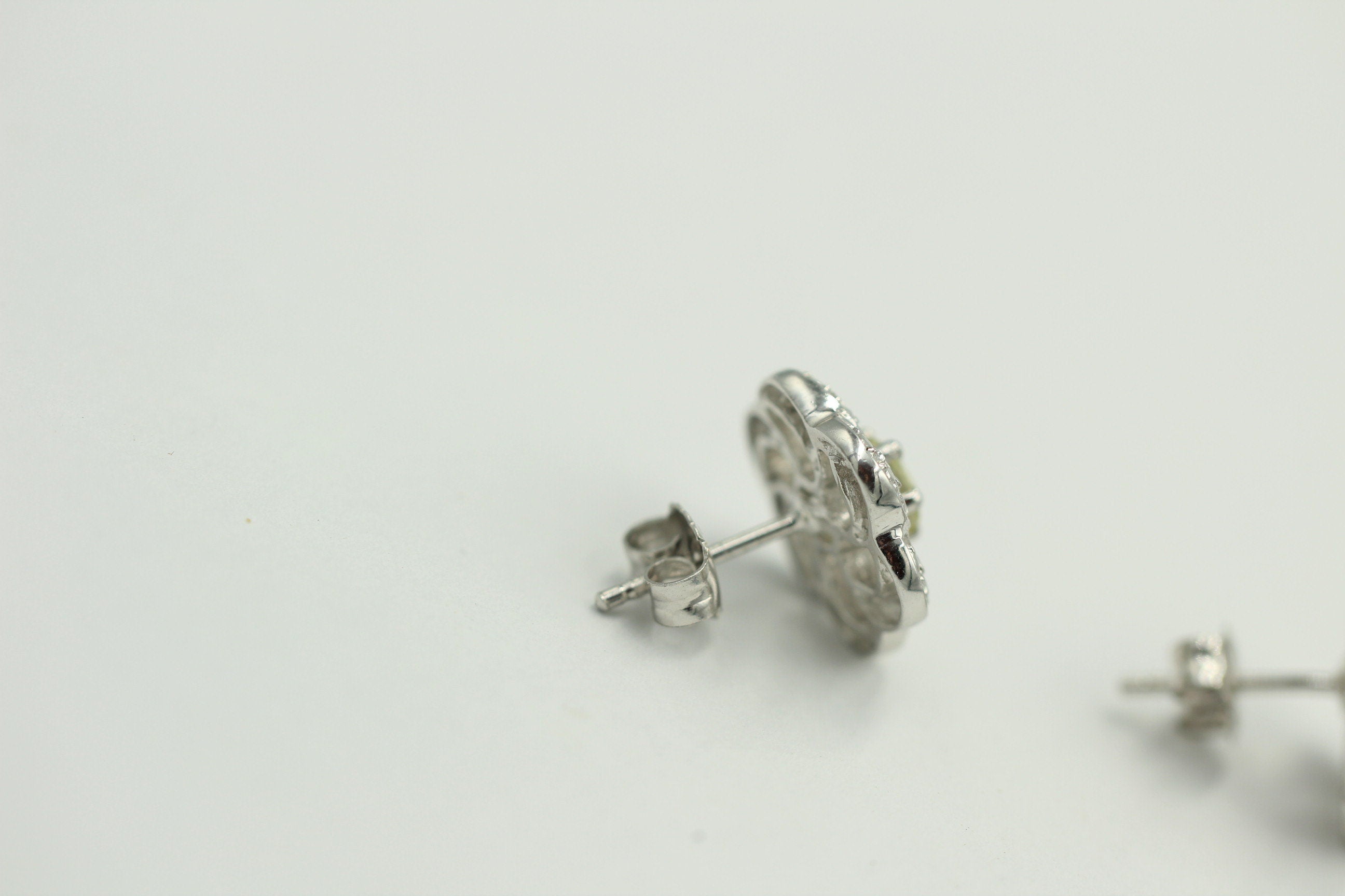 Edle 0,90 Carat Limonen Quarz Ohrstecker, Ohrring, 925 Silber Lemonquarz