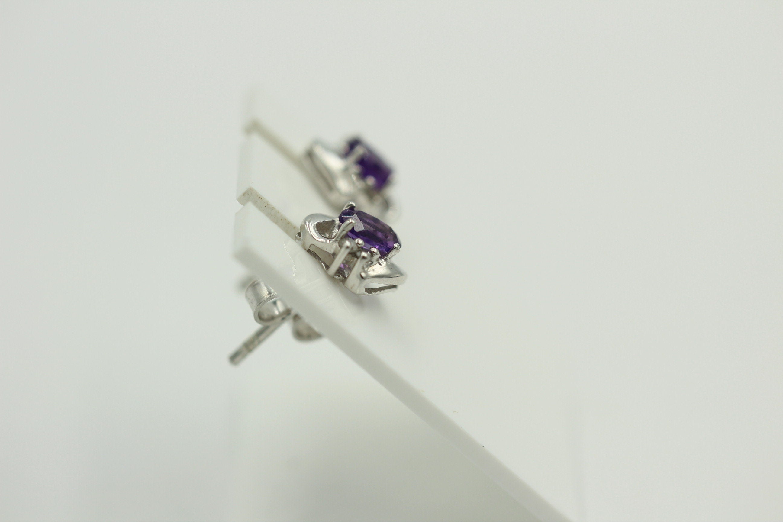 Edle 0,63 Carat Amethyst Diamant Ohrstecker 925 Silber, Ohrring Modern