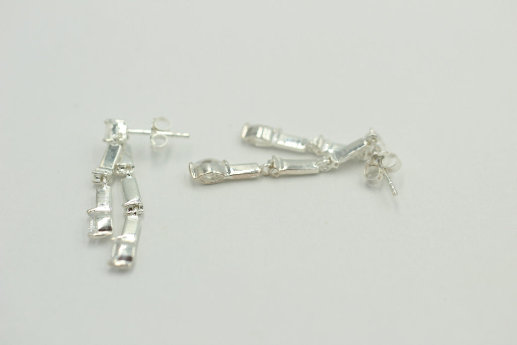 Edle 1,90 Carat Cubic Zirkonia Ohrhänger / Stecker, 925 Silber, Rhodiniert