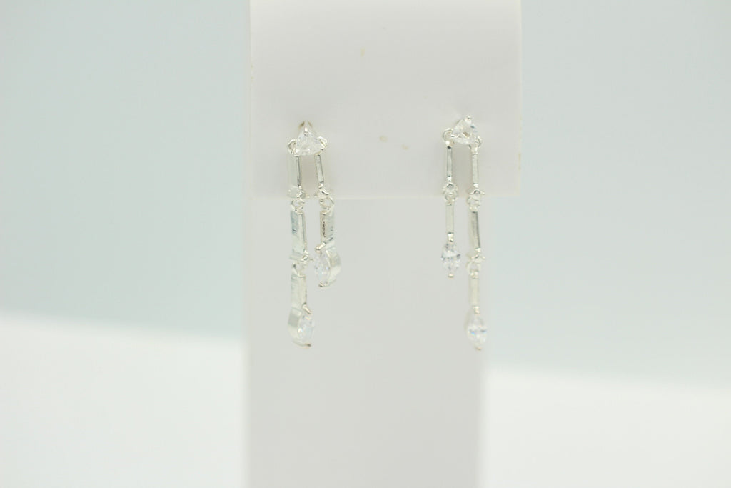 Edle 1,90 Carat Cubic Zirkonia Ohrhänger / Stecker, 925 Silber, Rhodiniert