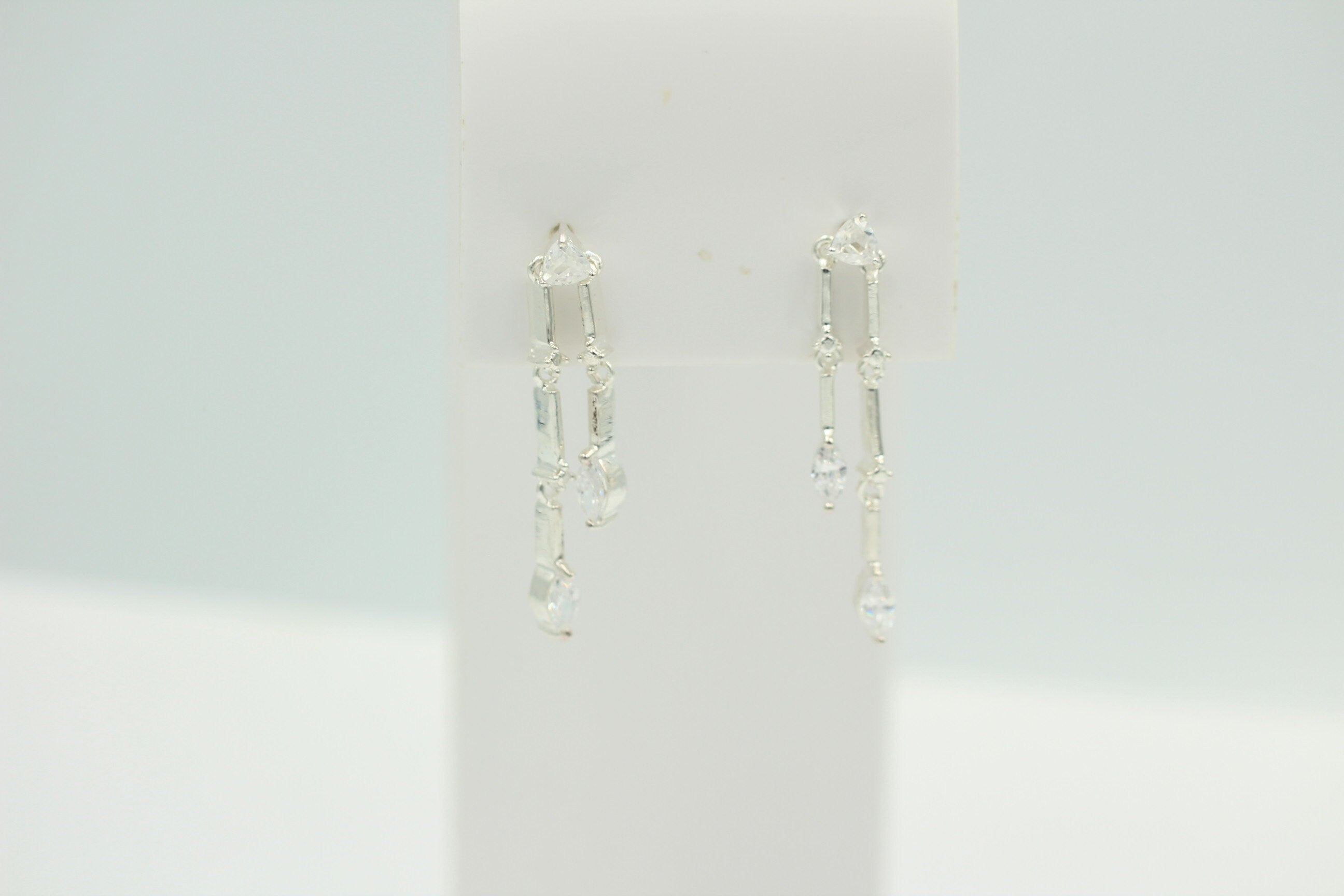 Edle 1,90 Carat Cubic Zirkonia Ohrhänger / Stecker, 925 Silber, Rhodiniert
