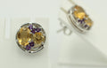 Design pur 3,9 Carat Citrin Amethyst Ohrstecker 925 Silber Ohrring Edel