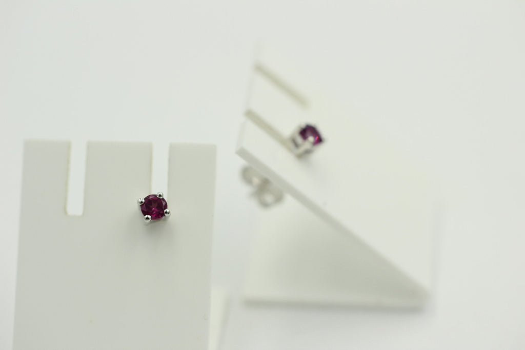 echter 0,40 Carat Rhodolith Ohrstecker 925 Silber Ohrschmuck 3,25 mm