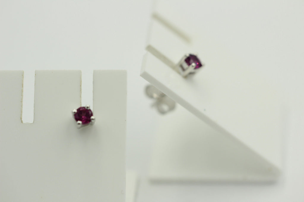 echter 0,40 Carat Rhodolith Ohrstecker 925 Silber Ohrschmuck 3,25 mm