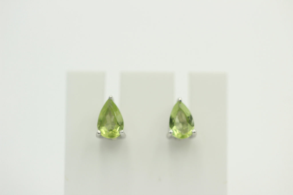 Edle 0,80 Carat maigrüne Peridot Pear Ohrstecker, Ohrring, 925 Silber, Schmuck