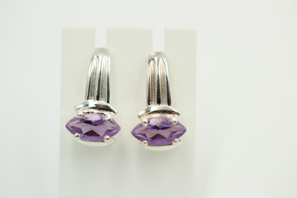 2,00 Carat fantastischer Amethyst Ohrstecker Ohrring, 925 Silber, Rhodiniert
