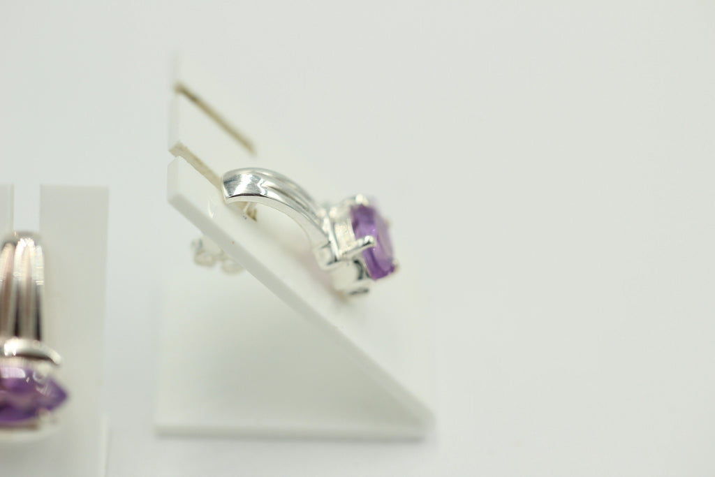 2,00 Carat fantastischer Amethyst Ohrstecker Ohrring, 925 Silber, Rhodiniert