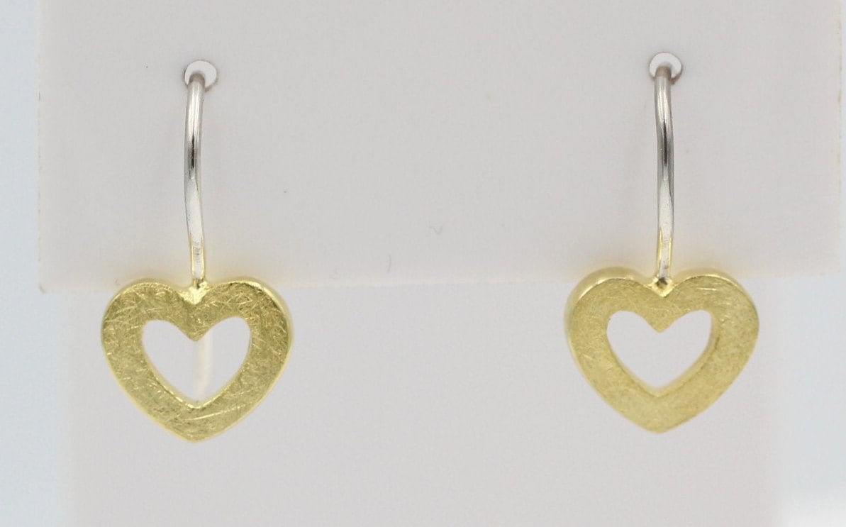 Design Ohrhaken Herz 925 Sterling Silber  18 k vergoldet Sonderposten