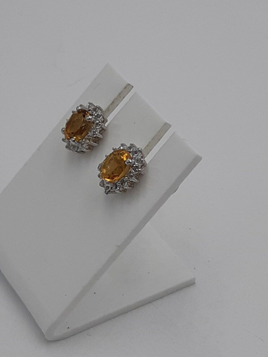 Edle 0,98 Carat gelber Citrin, Weißtopas, Topas Ohrstecker, Ohrring, 925 Silber