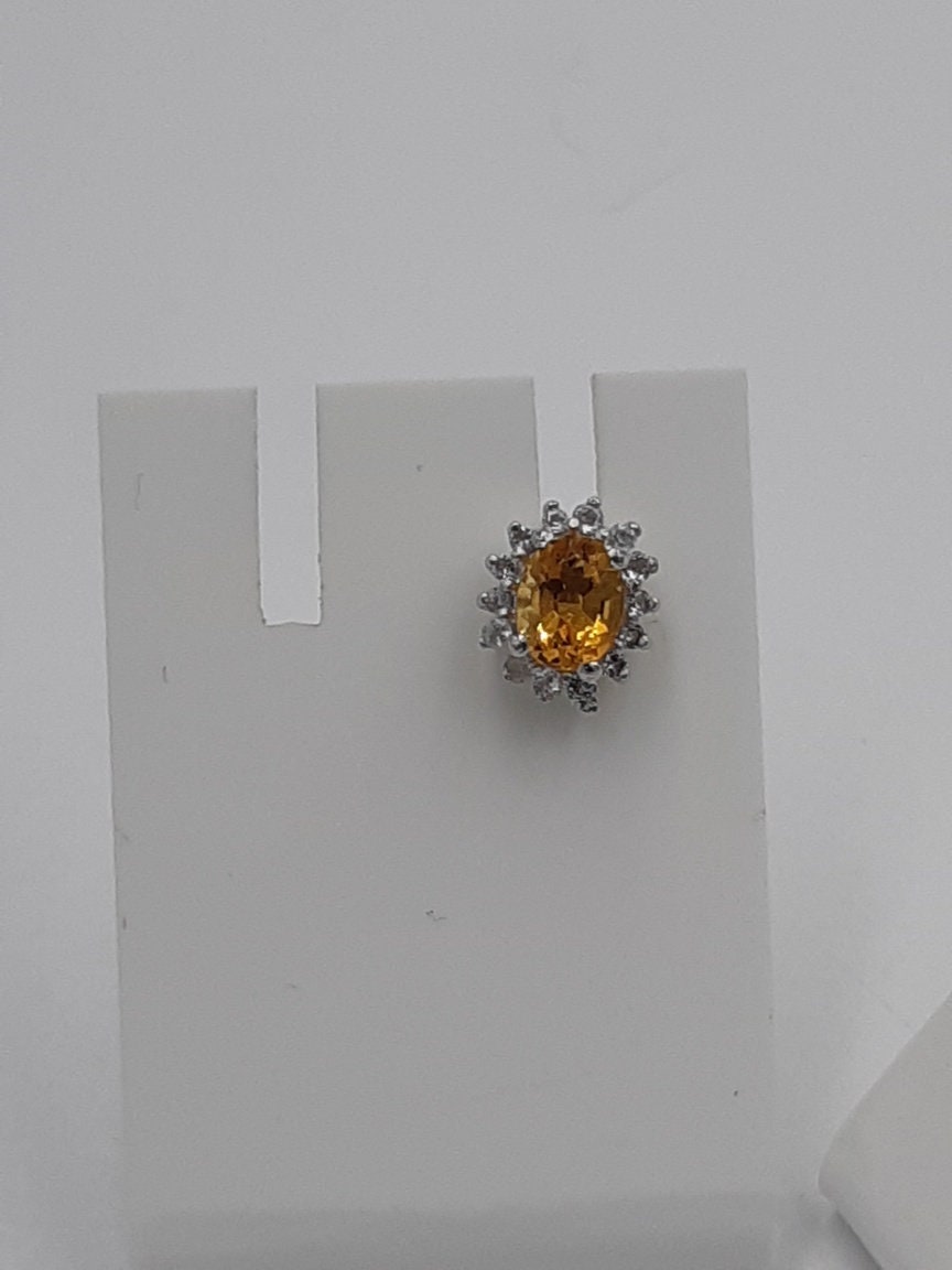 Edle 0,98 Carat gelber Citrin, Weißtopas, Topas Ohrstecker, Ohrring, 925 Silber