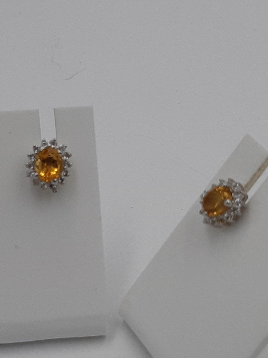 Edle 0,98 Carat gelber Citrin, Weißtopas, Topas Ohrstecker, Ohrring, 925 Silber