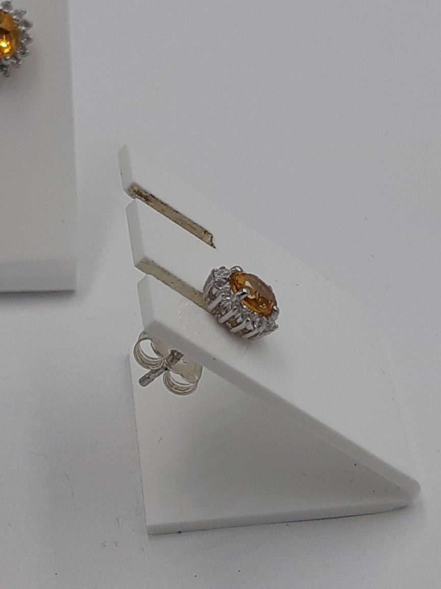 Edle 0,98 Carat gelber Citrin, Weißtopas, Topas Ohrstecker, Ohrring, 925 Silber