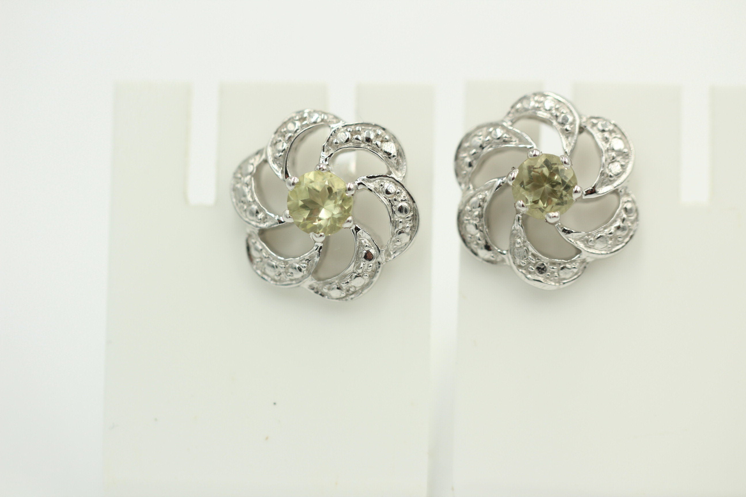 Edle 0,90 Carat Limonen Quarz Ohrstecker, Ohrring, 925 Silber Lemonquarz