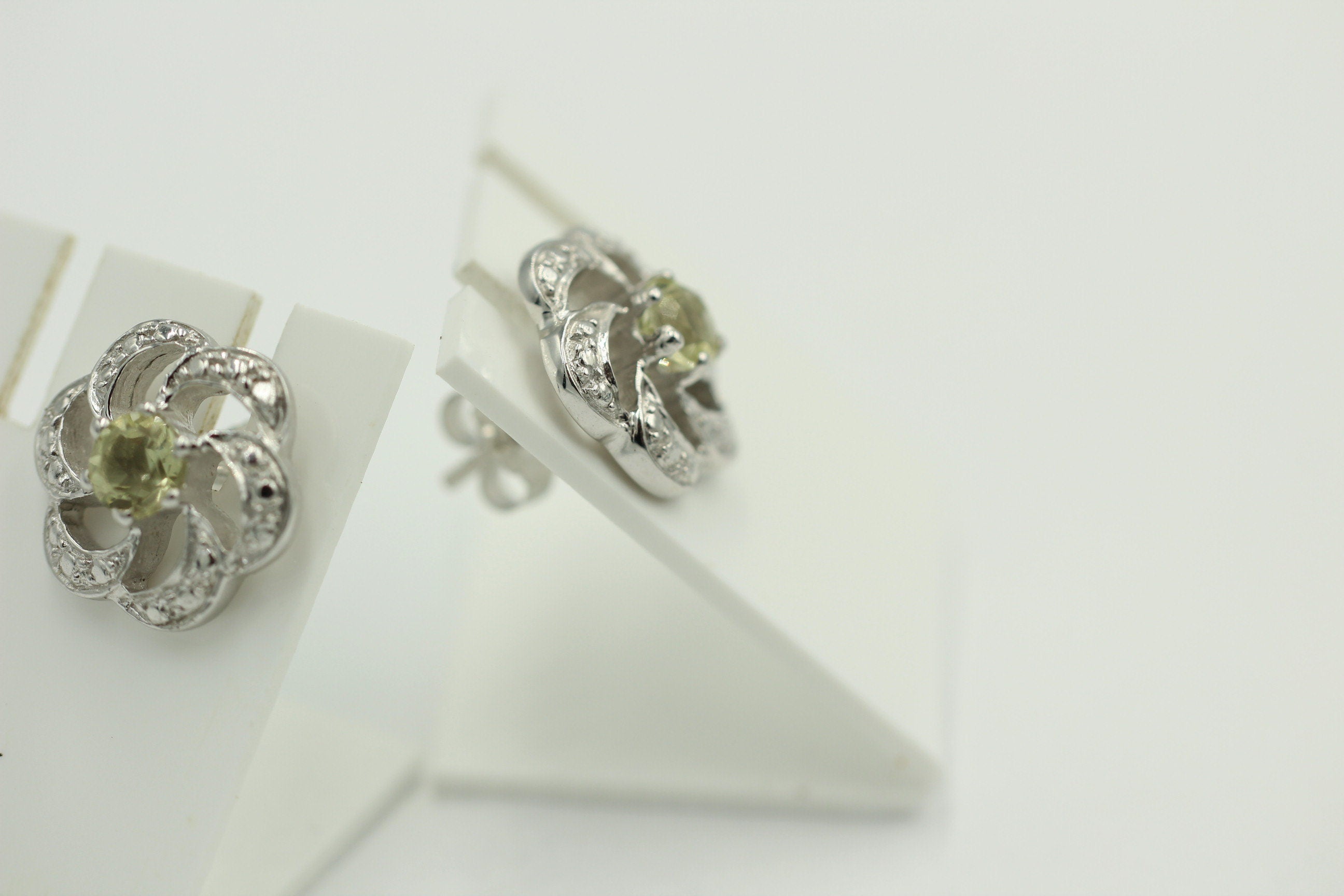 Edle 0,90 Carat Limonen Quarz Ohrstecker, Ohrring, 925 Silber Lemonquarz