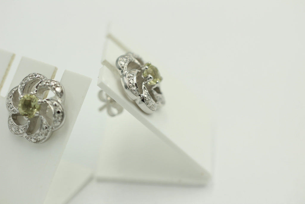 Edle 0,90 Carat Limonen Quarz Ohrstecker, Ohrring, 925 Silber Lemonquarz