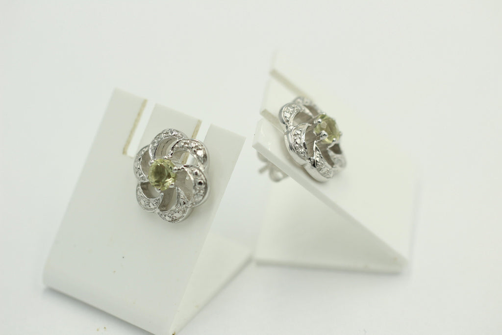 Edle 0,90 Carat Limonen Quarz Ohrstecker, Ohrring, 925 Silber Lemonquarz