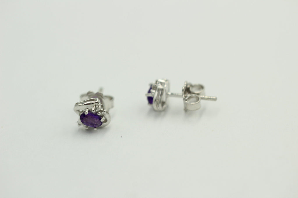 Edle 0,63 Carat Amethyst Diamant Ohrstecker 925 Silber, Ohrring Modern