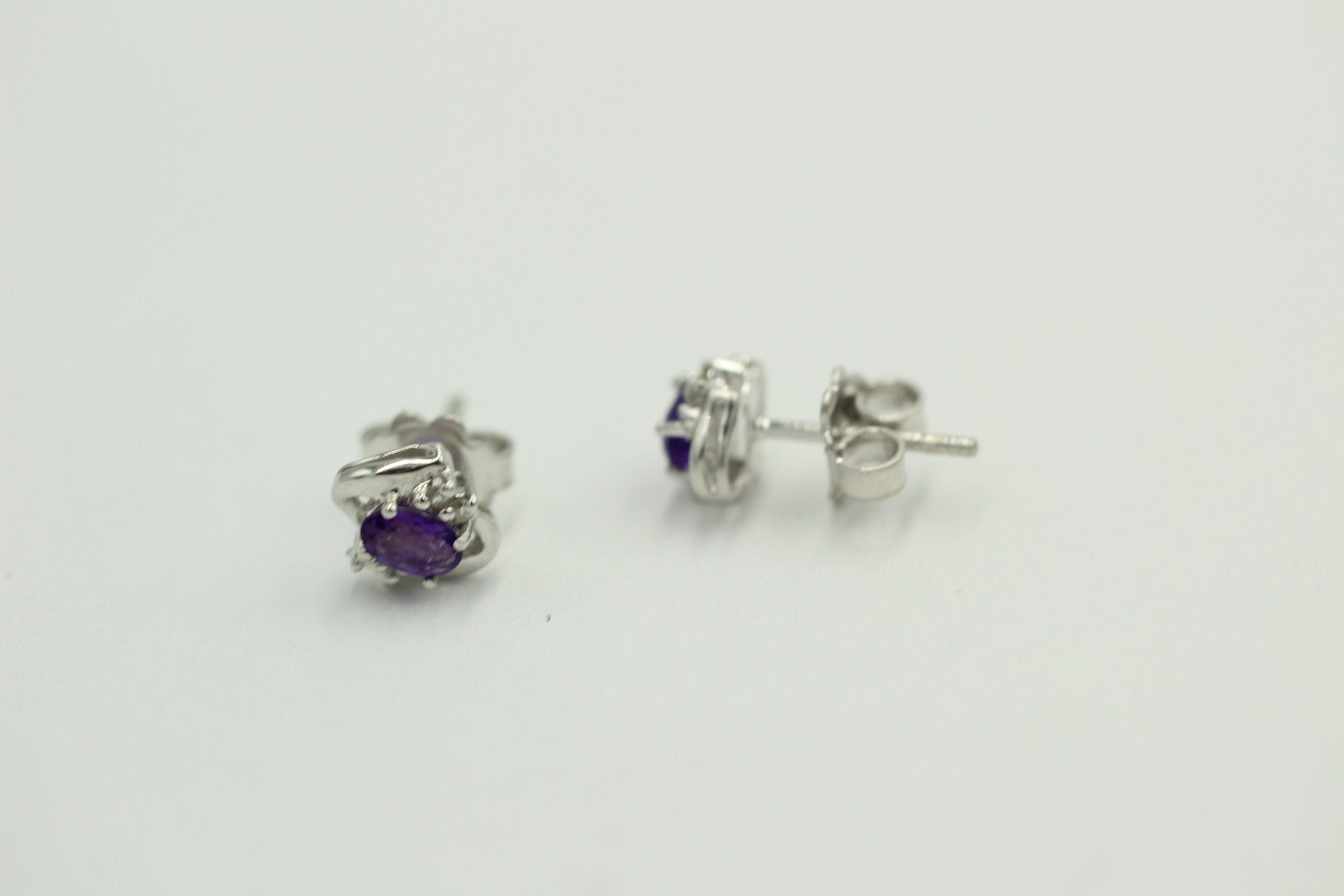 Edle 0,63 Carat Amethyst Diamant Ohrstecker 925 Silber, Ohrring Modern