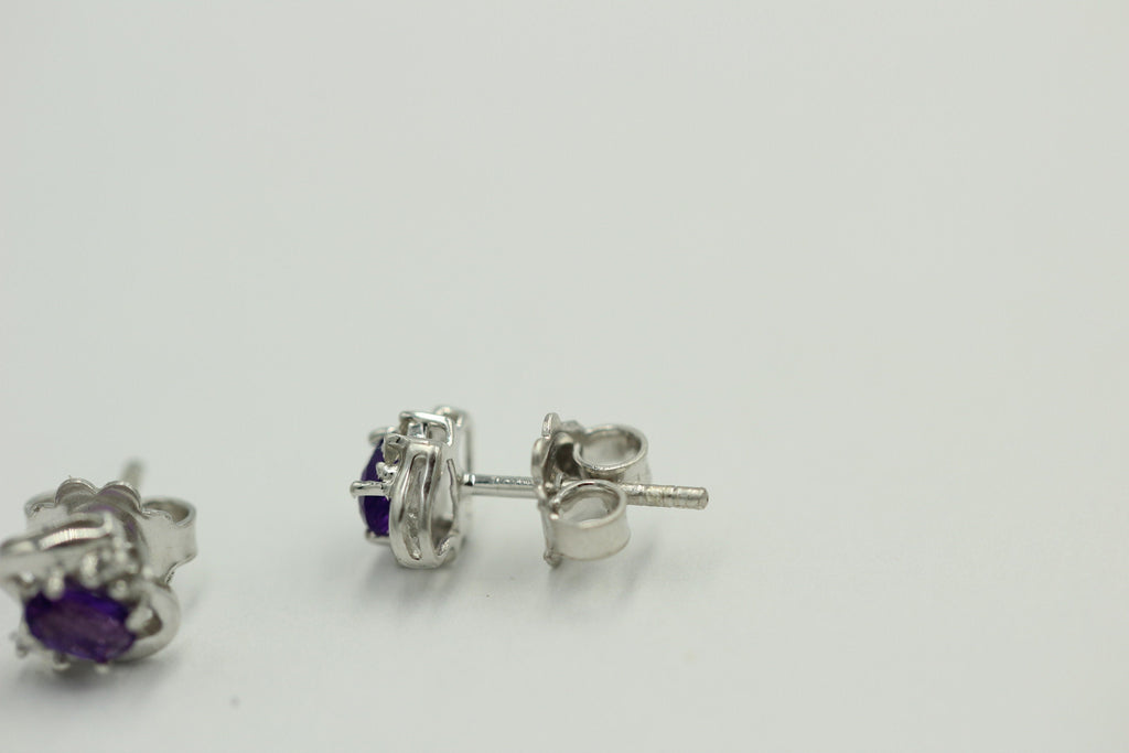Edle 0,63 Carat Amethyst Diamant Ohrstecker 925 Silber, Ohrring Modern