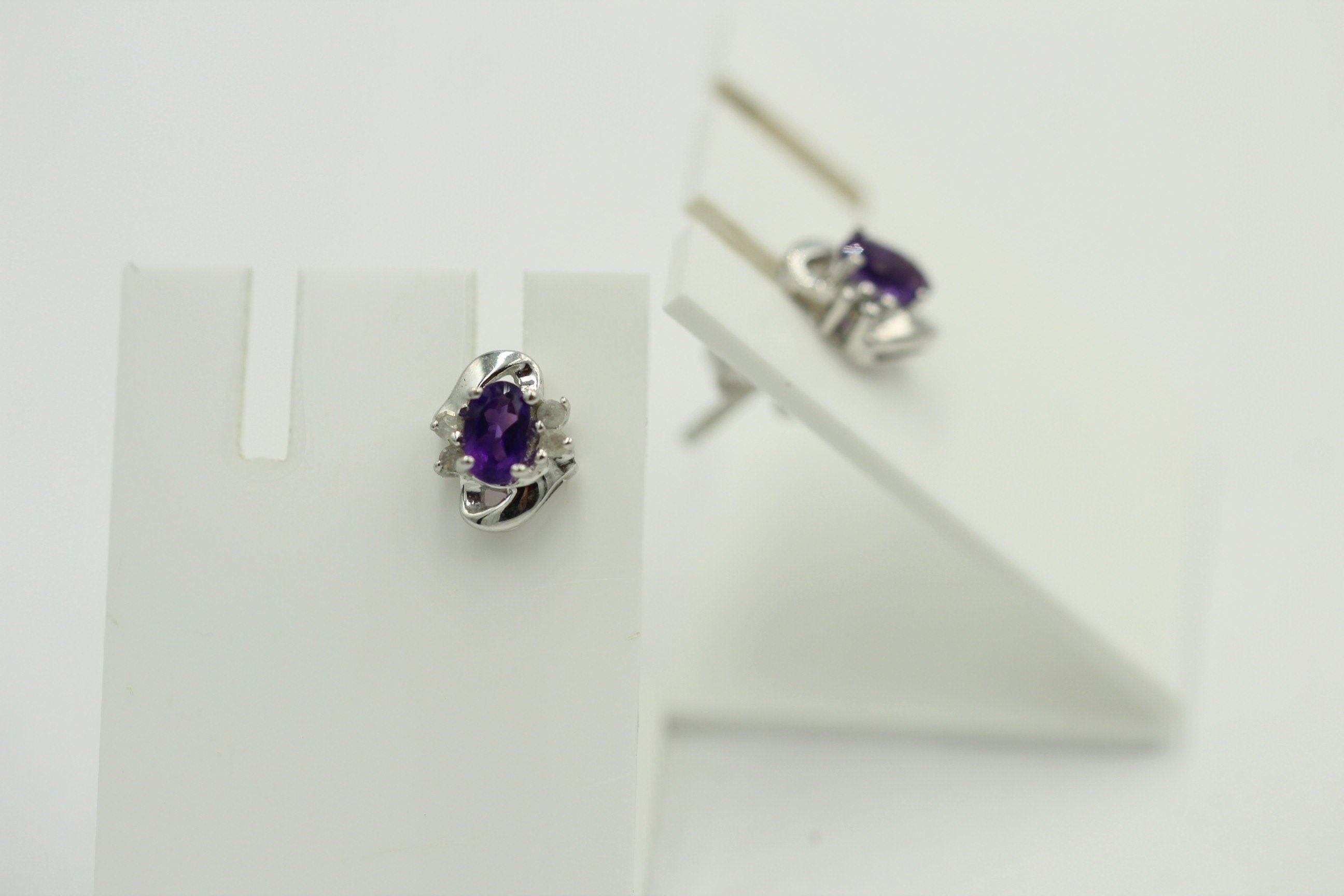 Edle 0,63 Carat Amethyst Diamant Ohrstecker 925 Silber, Ohrring Modern