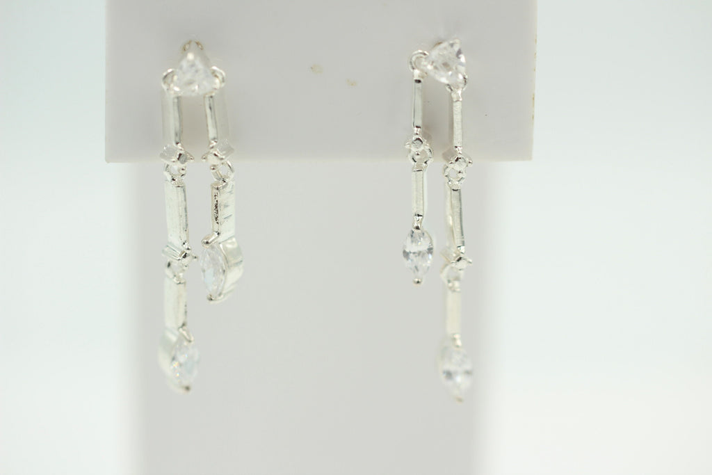 Edle 1,90 Carat Cubic Zirkonia Ohrhänger / Stecker, 925 Silber, Rhodiniert