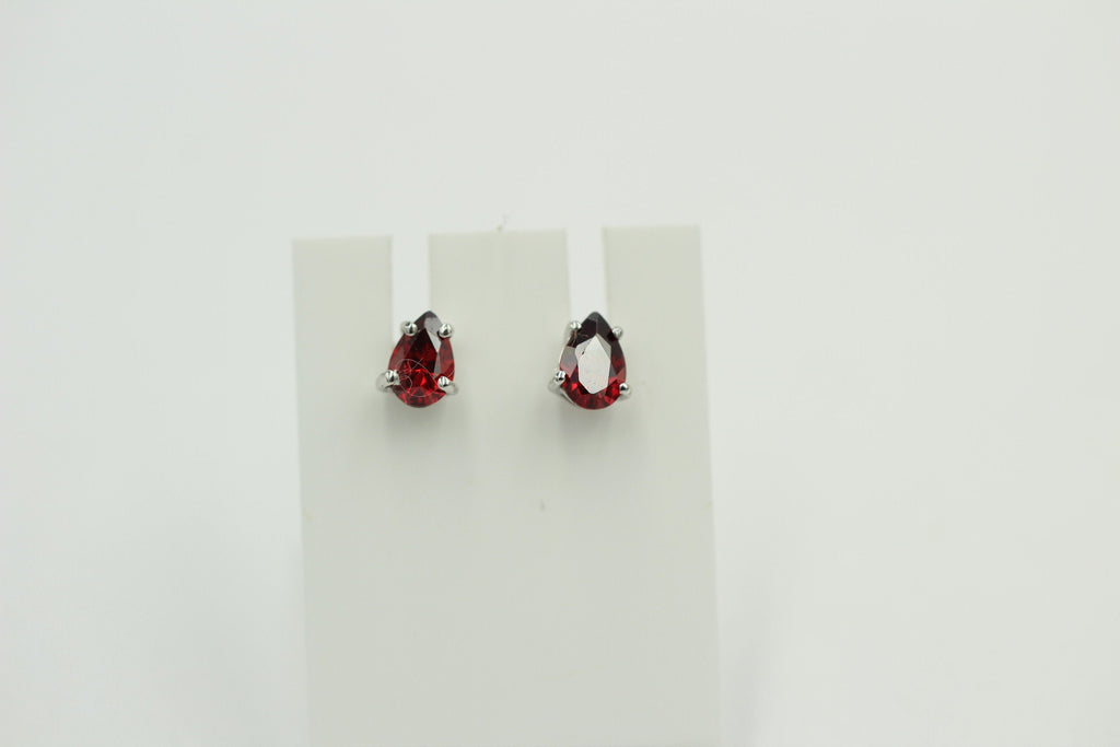 Edle Zirkonia Ohrstecker in rot 925 Silber 6 x 4 mm Top Ohrstecker
