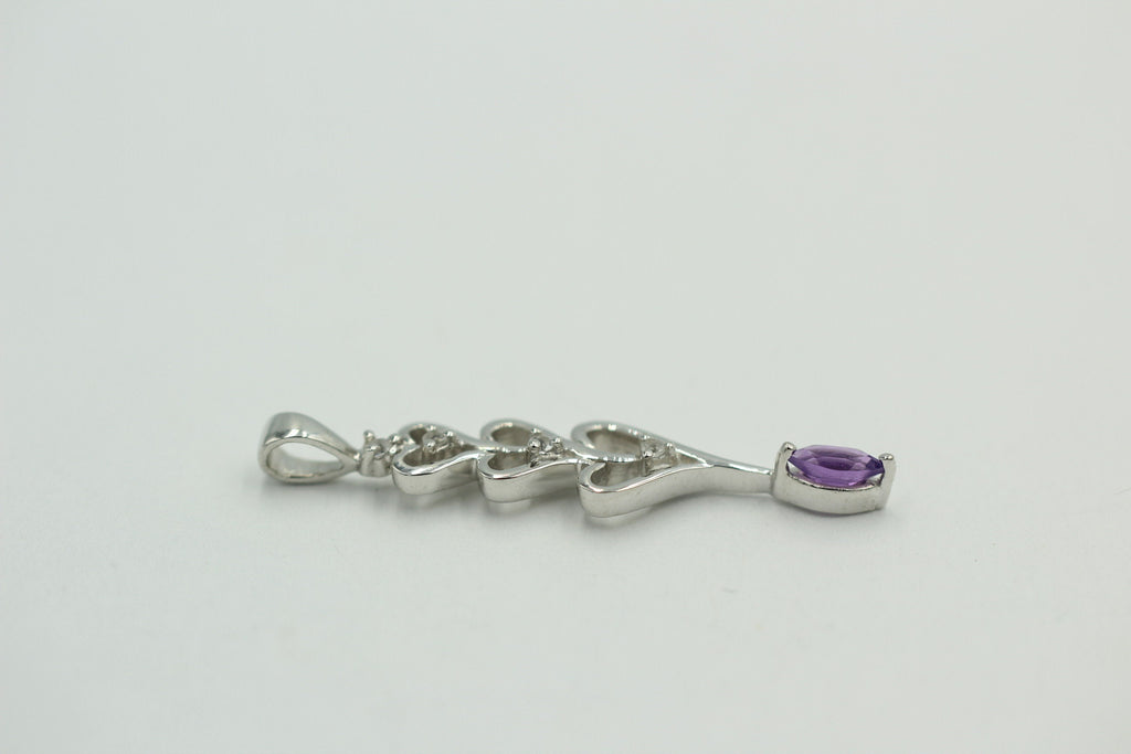 Edles 0,33 Carat Amethyst Topas Anhänger 925 Silbe, Collier Kette Rhodiniert