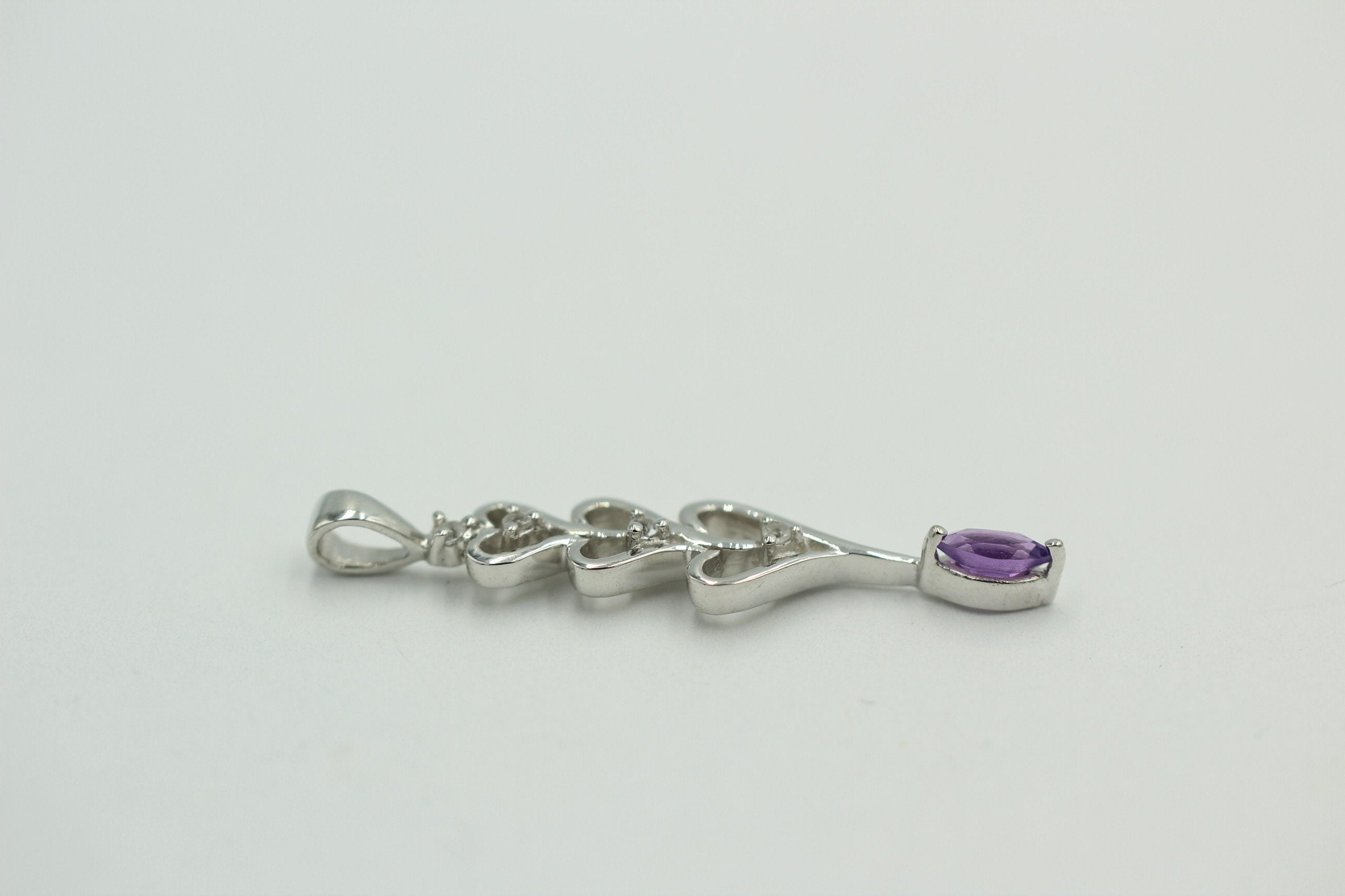 Edles 0,33 Carat Amethyst Topas Anhänger 925 Silbe, Collier Kette Rhodiniert