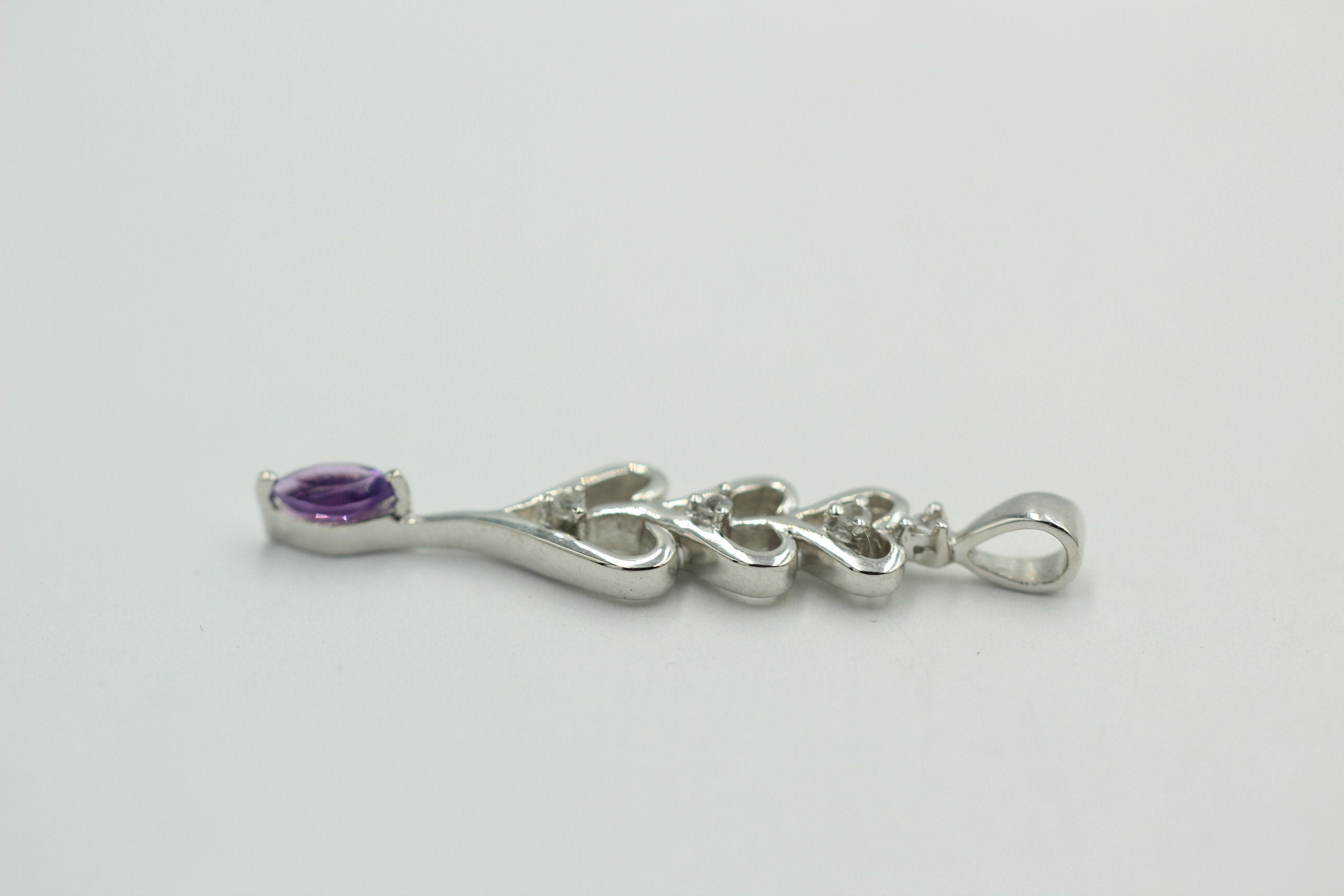 Edles 0,33 Carat Amethyst Topas Anhänger 925 Silbe, Collier Kette Rhodiniert