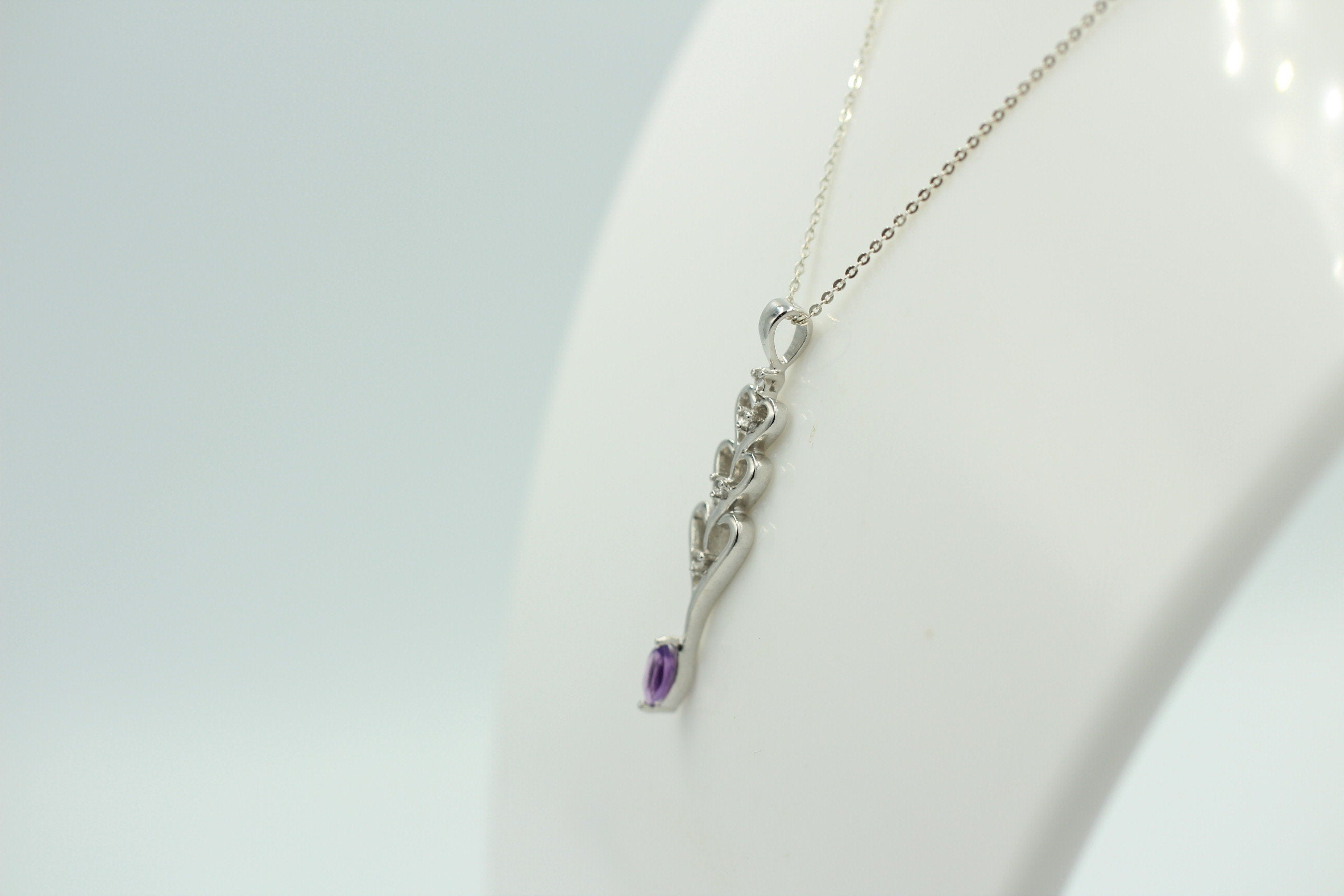 Edles 0,33 Carat Amethyst Topas Anhänger 925 Silbe, Collier Kette Rhodiniert